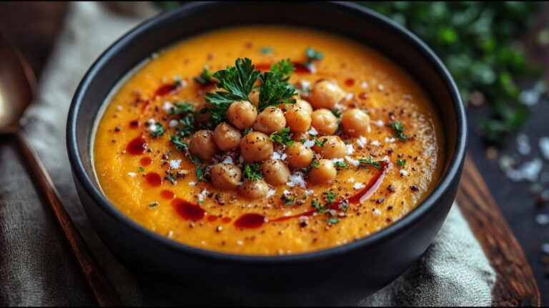 Eine ganz einfache Idee, um deine Verdauung mit dieser cremigen Süßkartoffelsuppe zu stärken…