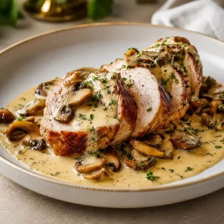 Zartes Schweinefilet in cremiger Champignonsoße: So gelingt’s ganz leicht
