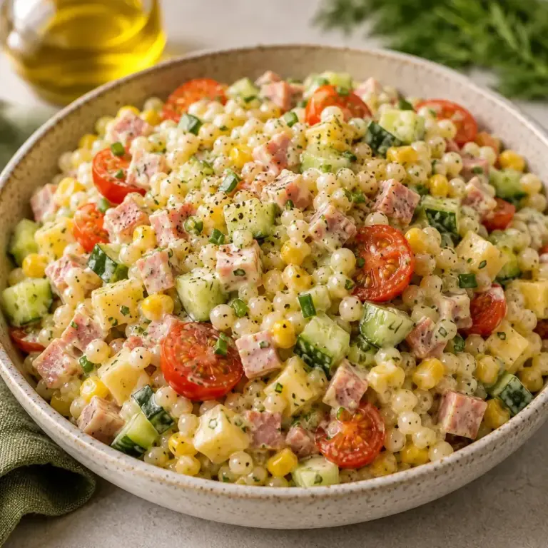 Perlensalat mit Schinken und Käse – ein frisches Rezept für jeden Anlass