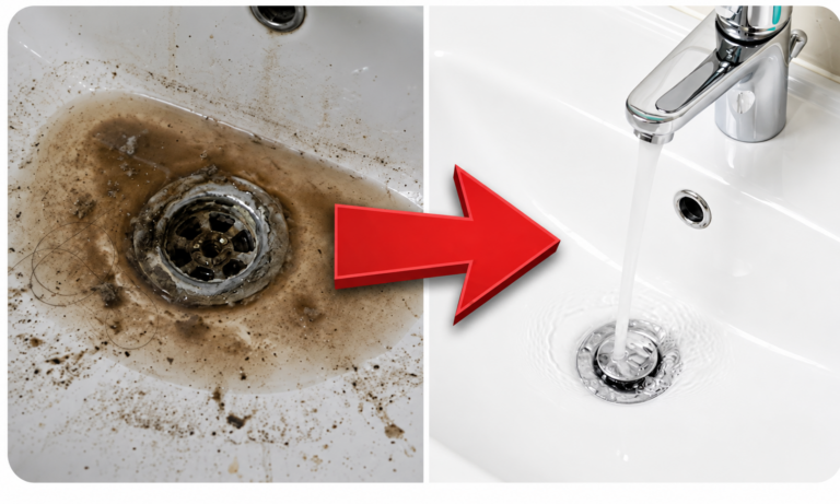 Kein Abflussreiniger, keine Spirale — dieser Trick kann den Abfluss in Minuten freimachen