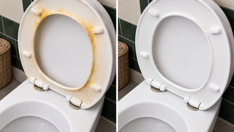 Von Gelb zu Weiß: der Trick ohne Chlorbleiche für den Toilettensitz